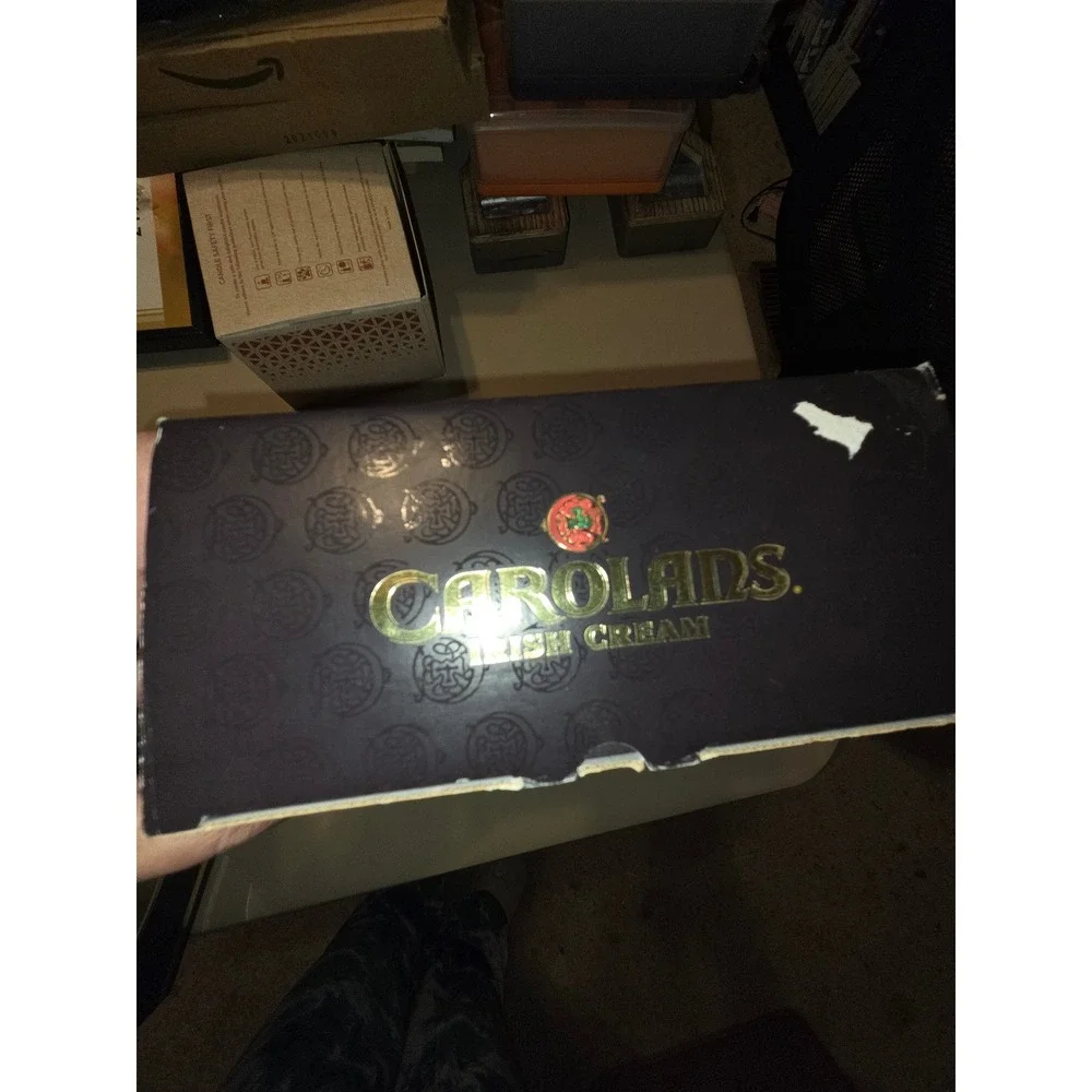 Vintage Carolans Irish Cream Stemmed Glassware 2 Clear Footed Barware in Box